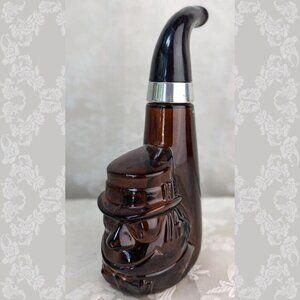 Vintage Avon COLOGNE Bottle Decanter EMPTY Leprechaun Pipe Amber Glass NO Box